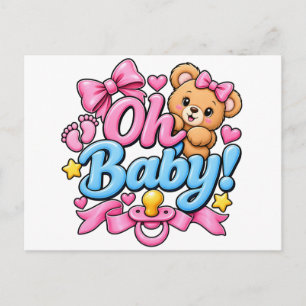 Oh Baby! Baby Shower Feier Design Postkarte