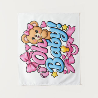 Oh Baby! Baby Shower Feier Design Wandteppich