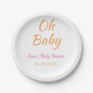 OH BABY BABY SHOWER ORANGE LILA EINFACH MINIMAL PAPPTELLER