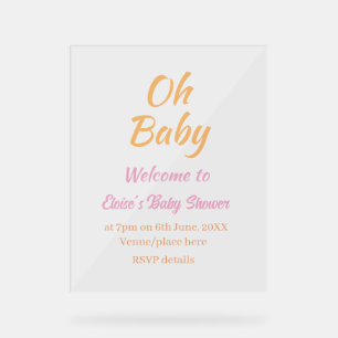 OH BABY BABY SHOWER ORANGE PURPUR EINFACH MINIMAL ACRYLSCHILD