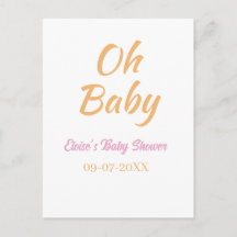OH BABY BABY SHOWER ORANGE PURPUR EINFACH MINIMAL