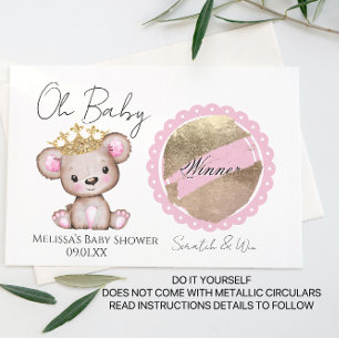 Oh Baby Bär Baby Shower DIY Kratzkarte Ankündigungspostkarte