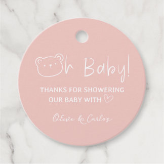 Oh Baby Bear und Herz Danke Baby Dusche Geschenkanhänger