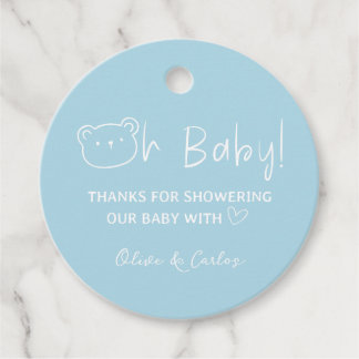 Oh Baby Bear und Herz Danke Baby Dusche Geschenkanhänger