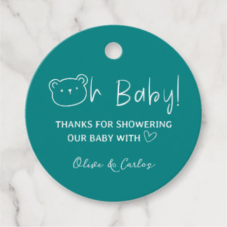 Oh Baby Bear und Herz Danke Baby Dusche Geschenkanhänger