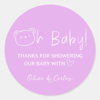 Oh Baby Bear und Herz Danke Baby Dusche Runder Aufkleber