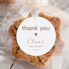 Oh Baby Beige Danke, Baby Dusche Runder Aufkleber