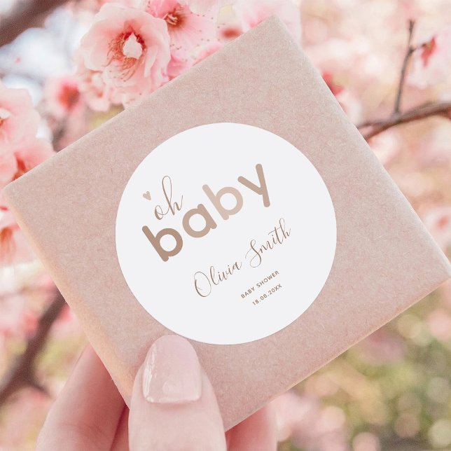Oh Baby Beige Neutral Runder Aufkleber (Von Creator hochgeladen)