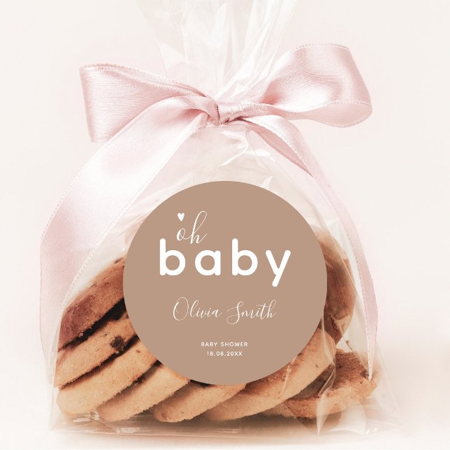 Oh Baby Beige Runder Aufkleber (Von Creator hochgeladen)