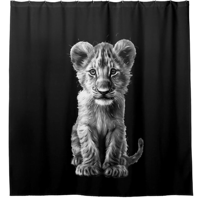 Oh Baby Big Cat Cub Gray Duschvorhang (Vorderseite)