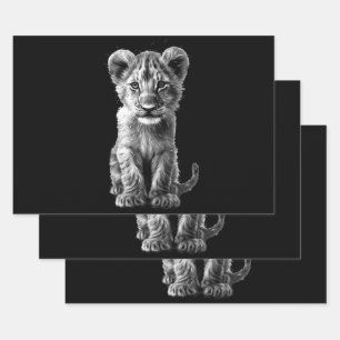 Oh Baby Big Cat Cub Gray Geschenkpapier Set