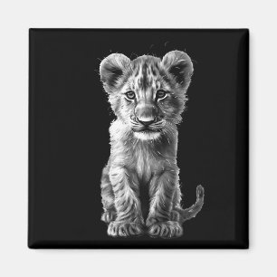 Oh Baby Big Cat Cub Gray Magnet