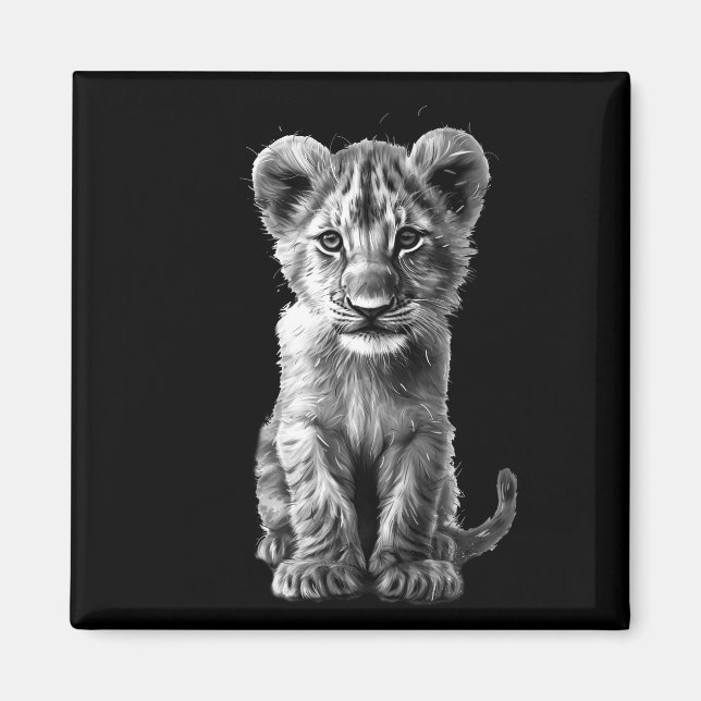 Oh Baby Big Cat Cub Gray Magnet (Vorne)