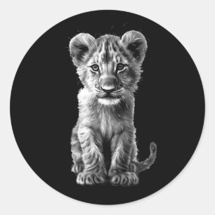 Oh Baby Big Cat Cub Gray Runder Aufkleber