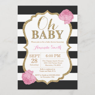 Oh Baby Black and Gold Baby Shower Einladung