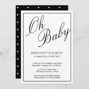 Oh Baby Black and White Elegant Baby Shower Einladung