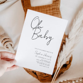 Oh Baby Black and White Minimalistisch Baby Dusche Einladung