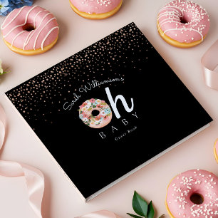 Oh Baby Black Floral Botanical Donut Baby Dusche Gästebuch