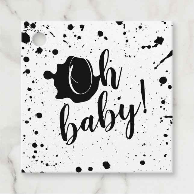 Oh Baby Black Paint Spritzer Unisex Baby Dusche Geschenkanhänger (Vorderseite)