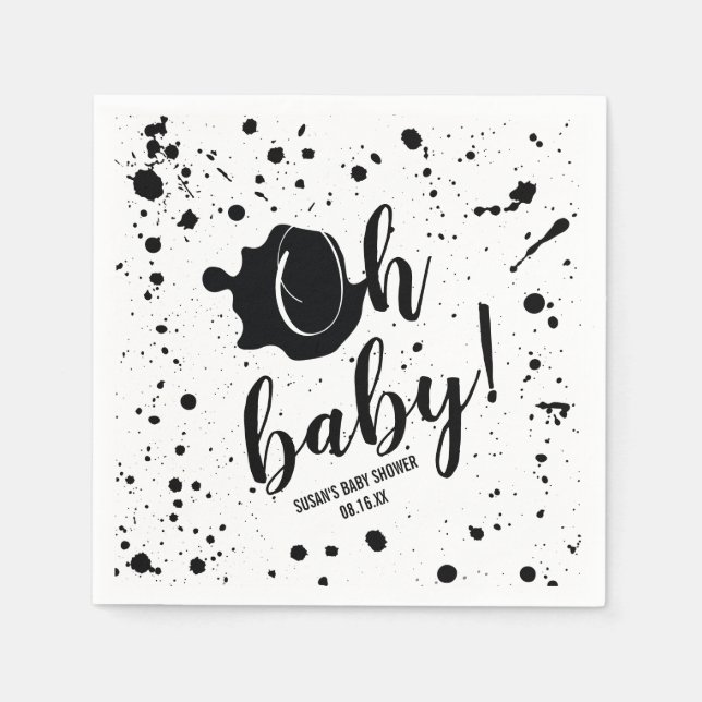 Oh Baby Black Paint Spritzer Unisex Baby Dusche Serviette (Vorderseite)