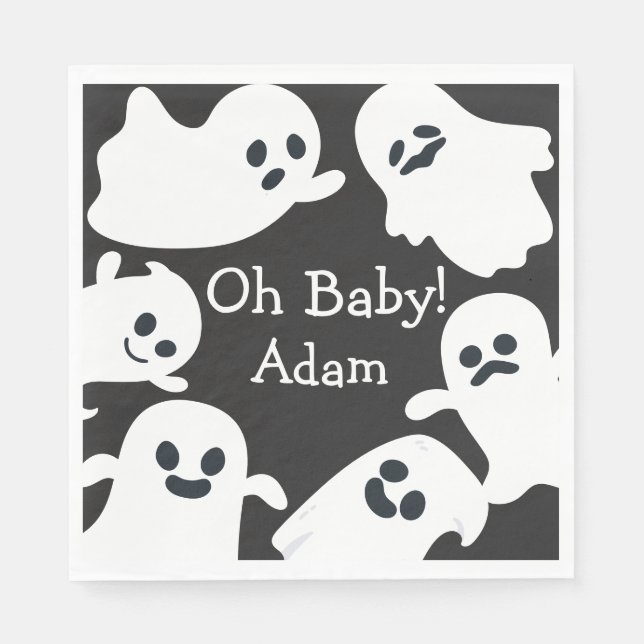 Oh, Baby! Black & White Halloween Herbstdusche Serviette (Vorderseite)