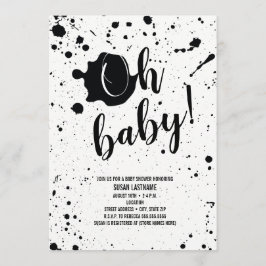 Oh Baby Black + White Spritzer Neutral Baby Dusche Einladung