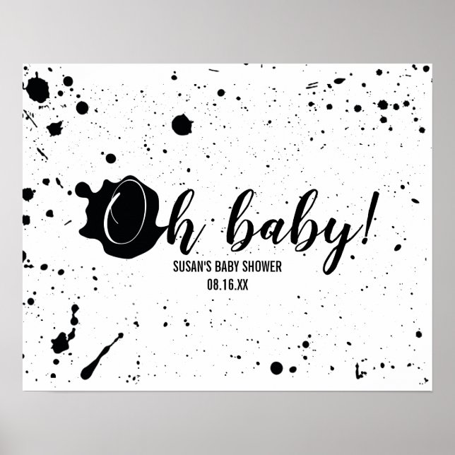Oh Baby Black + White Spritzer Unisex Kinderdusche Poster (Vorne)