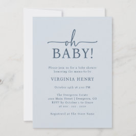 Oh Baby Blue Baby Dusche Einladung