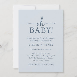Oh Baby Blue Babyparty Einladung