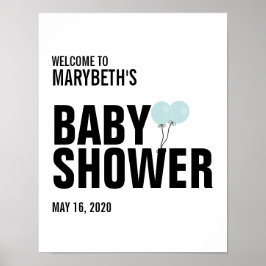 Oh Baby Blue Balloon Baby Dusche Begrüßungszeichen Poster