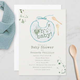 Oh Baby Blue Bib Babyfood Kinderdusche Einladung