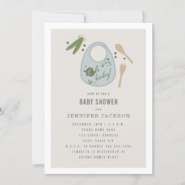Oh Baby Blue Bib Peas Boy Baby Dusche Einladung