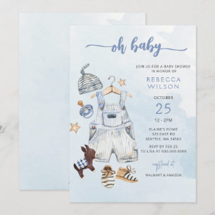 Oh Baby Blue Boho Boy Baby Dusche Einladung