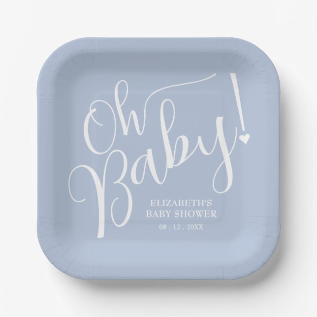 Oh, Baby! Blue Boy Baby Dusche Pappteller (Vorderseite)