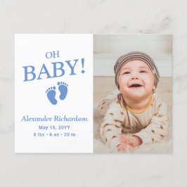 Oh Baby Blue Custom Foto Boy Birth Ankündigung