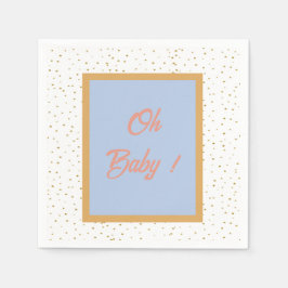 Oh Baby Blue Gold Ginkgo Leaf Baby Dusche Serviette