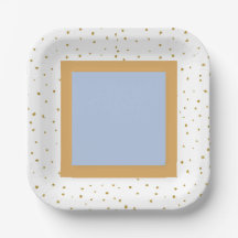 Oh Baby Blue Gold Ginkgo Leaf Square Baby Dusche