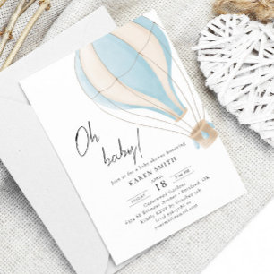 Oh Baby Blue Heißluftballon-Baby-Party Einladung