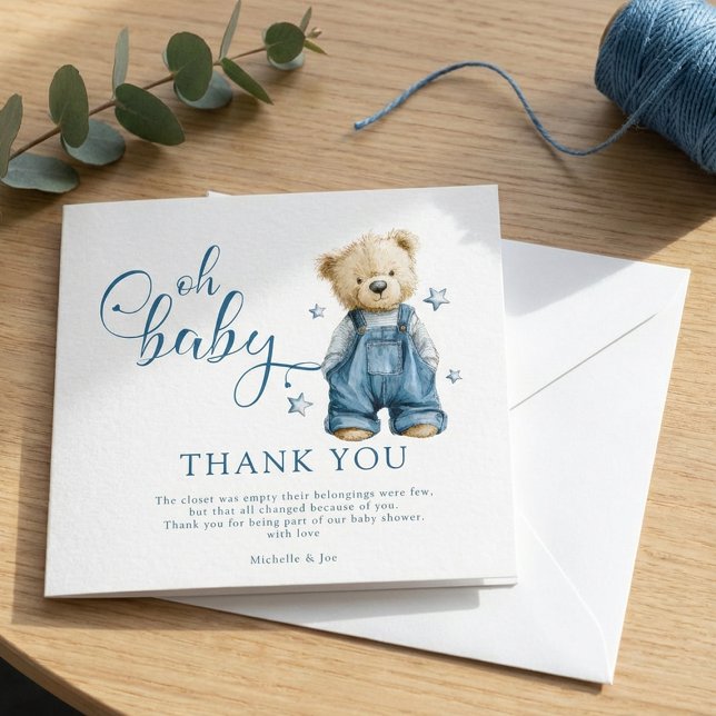 Oh Baby | Blue Jean Baby Denim Baby Shower Dankeskarte (Von Creator hochgeladen)