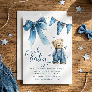 Oh Baby | Blue Jean Baby Denim Baby Shower Einladung