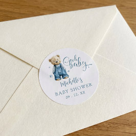 Oh Baby Blue Jean Baby Denim Baby Shower Runder Aufkleber