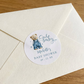 Oh Baby Blue Jean Baby Denim Baby Shower Runder Aufkleber