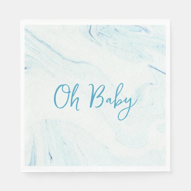 Oh Baby Blue Marble Boy Baby Shower Paper Napkin Serviette (Vorderseite)