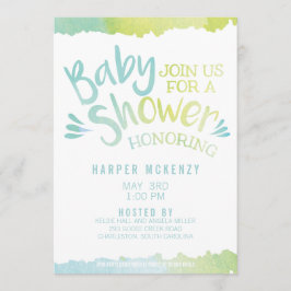 Oh Baby Blue Watercolor Baby Dusche Einladung