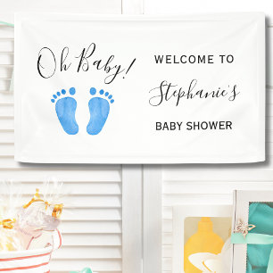 Oh Baby Blue Welcome Baby Dusche Banner