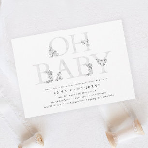 Oh Baby Blumen-Typ Geschlechtsneutrale Babyparty Einladung