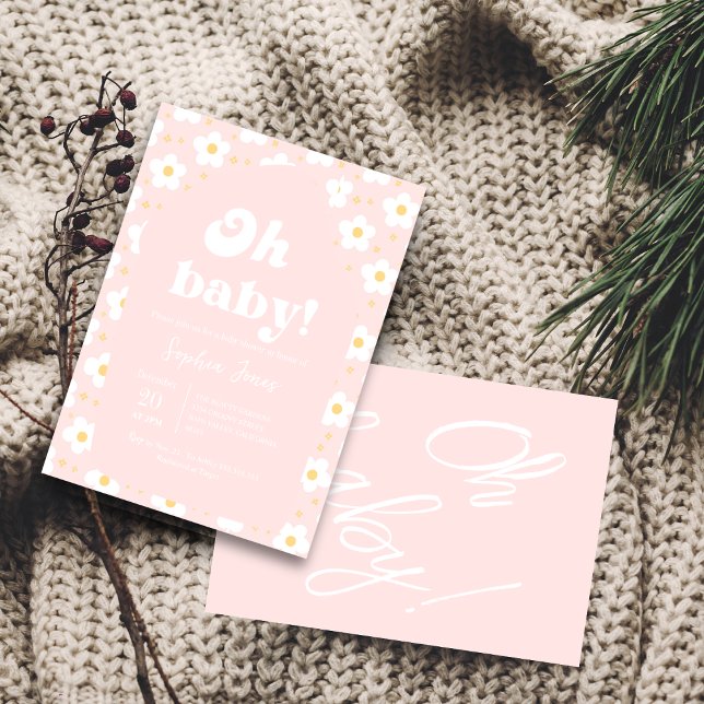 Oh, Baby! Blush Pink Bloral Baby Dusche Einladung (Von Creator hochgeladen)