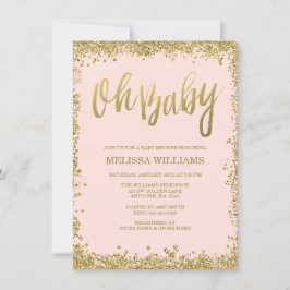 Oh Baby Blush Pink Gold Glitzer Babydusche Einladung
