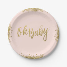 Oh Baby Blush Pink Gold Glitzer Babydusche