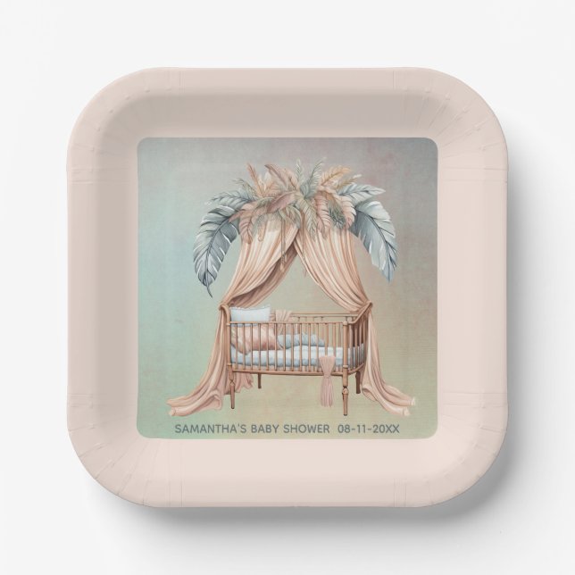 Oh Baby Boho Babydusche Pappteller (Vorderseite)